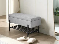 Panca porta scarpe SOLVANG Tessuto Grigio chiaro con contenitore