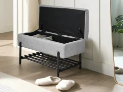 Panca porta scarpe SOLVANG Tessuto Grigio chiaro con contenitore