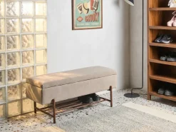 Panca porta scarpe VAIL Tessuto Tortora con contenitore