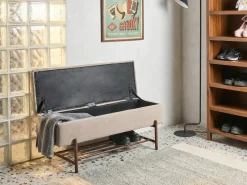 Panca porta scarpe VAIL Tessuto Tortora con contenitore