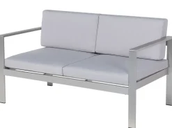 Panca da giardino con cuscino SALERNO 142 cm Metallo Grigio chiaro