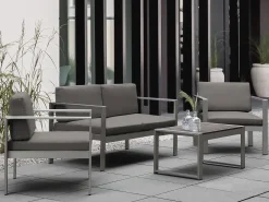Panca da giardino con cuscino SALERNO 142 cm Metallo Grigio scuro