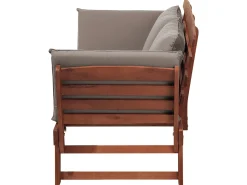 Panca da giardino con cuscino PORTICI 210 cm Legno d'eucalipto Marrone scuro/Tortora