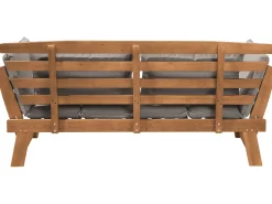 Panca da giardino con cuscino PORTICI 210 cm Legno d'eucalipto Marrone chiaro/Tortora