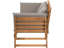 Panca da giardino con cuscino PORTICI 210 cm Legno d'eucalipto Marrone chiaro/Tortora