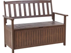 Panca da giardino con cuscino SOVANA 120 cm con contenitore Legno d'acacia Grigio chiaro