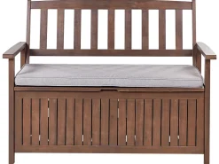 Panca da giardino con cuscino SOVANA 120 cm con contenitore Legno d'acacia Grigio chiaro