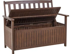 Panca da giardino con cuscino SOVANA 120 cm con contenitore Legno d'acacia Grigio chiaro