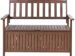 Panca da giardino con cuscino SOVANA 120 cm con contenitore Legno d'acacia Grigio chiaro