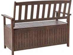 Panca da giardino con cuscino SOVANA 120 cm con contenitore Legno d'acacia Grigio chiaro
