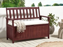 Panca da giardino con cuscino SOVANA 120 cm con contenitore Legno d'acacia Bianco