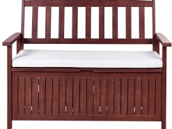 Panca da giardino con cuscino SOVANA 120 cm con contenitore Legno d'acacia Bianco