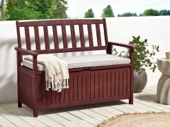 Panca da giardino con cuscino SOVANA 120 cm con contenitore Legno d'acacia Grigio chiaro