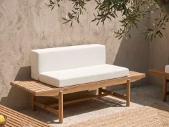 Panca da giardino con cuscino GIAVENO 135 cm Legno d'acacia Bianco sporco