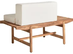 Panca da giardino con cuscino GIAVENO 135 cm Legno d'acacia Bianco sporco