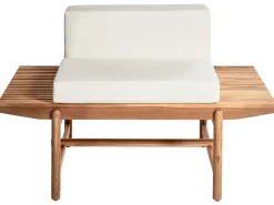 Panca da giardino con cuscino GIAVENO 135 cm Legno d'acacia Bianco sporco