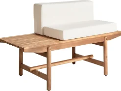 Panca da giardino con cuscino GIAVENO 135 cm Legno d'acacia Bianco sporco