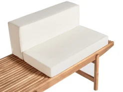 Panca da giardino con cuscino GIAVENO 135 cm Legno d'acacia Bianco sporco