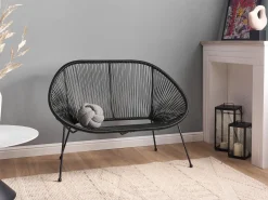 Panchina da giardino ACAPULCO II 113 cm Rattan sintetico (PE) Nero
