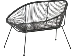 Panchina da giardino ACAPULCO II 113 cm Rattan sintetico (PE) Nero