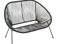 Panchina da giardino ACAPULCO II 113 cm Rattan sintetico (PE) Nero