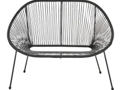 Panchina da giardino ACAPULCO II 113 cm Rattan sintetico (PE) Nero