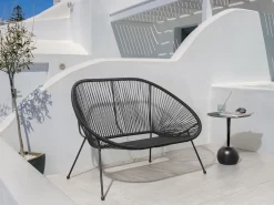 Panchina da giardino ACAPULCO II 113 cm Rattan sintetico (PE) Nero