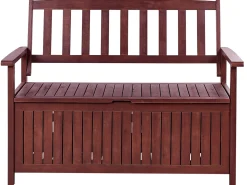 Panchina da giardino SOVANA 120 cm con contenitore Legno d'acacia Rosso scuro