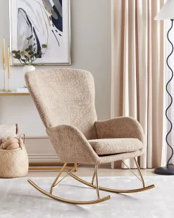 Poltrona a dondolo ANASET Bouclé Beige sabbia