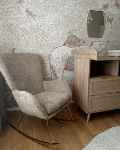 Poltrona a dondolo ANASET Bouclé Beige sabbia