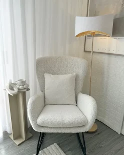 Poltrona a dondolo ANASET Bouclé Beige chiaro