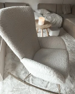 Poltrona a dondolo ANASET Bouclé Bianco