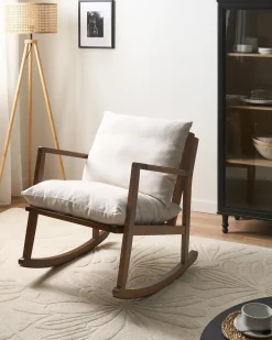 Poltrona a dondolo KJEVIK Legno Marrone/Beige chiaro