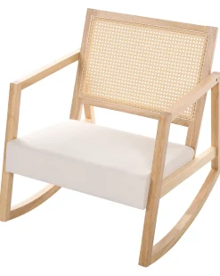 Poltrona a dondolo LEIDY Legno Marrone chiaro/Beige chiaro