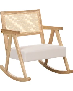Poltrona a dondolo RYA Legno Marrone chiaro/Beige chiaro