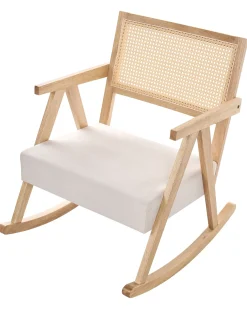 Poltrona a dondolo RYA Legno Marrone chiaro/Beige chiaro