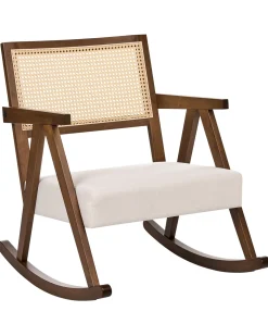 Poltrona a dondolo RYA Legno Marrone/Beige chiaro