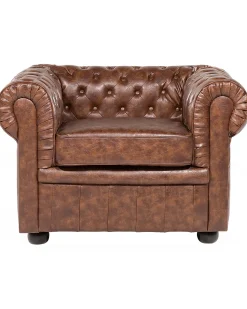 Poltrona CHESTERFIELD Pelle sintetica Marrone dorato