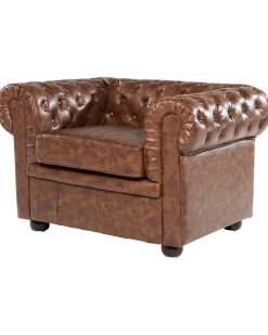 Poltrona CHESTERFIELD Pelle sintetica Marrone dorato