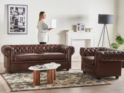 Poltrona CHESTERFIELD Pelle sintetica Marrone dorato