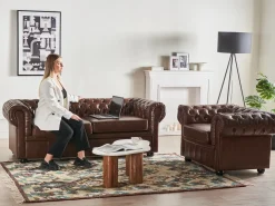 Poltrona CHESTERFIELD Pelle sintetica Marrone dorato