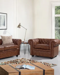Poltrona CHESTERFIELD Pelle sintetica Marrone dorato