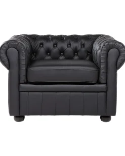 Poltrona CHESTERFIELD Pelle naturale Nero