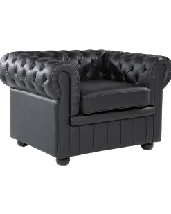 Poltrona CHESTERFIELD Pelle naturale Nero