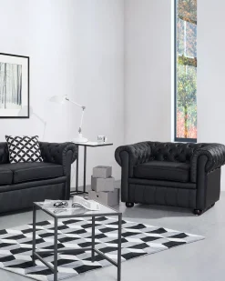 Poltrona CHESTERFIELD Pelle naturale Nero