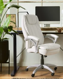 Poltrona da scrivania CHIEF Pelle sintetica Bianco sporco