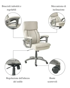 Poltrona da scrivania GALLANT Pelle sintetica Beige