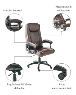 Poltrona da scrivania GRACEFUL Pelle sintetica Marrone scuro