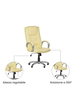 Poltrona massaggiante Con riscaldatore GRANDEUR Pelle sintetica Beige