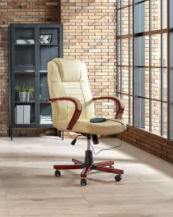 Poltrona massaggiante DIAMOND Con riscaldatore Pelle naturale Beige